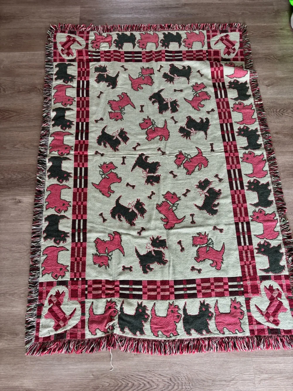 RARE Vtg The Rug Barn Tapestry Throw Blanket Cotton 46